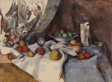 Bodegón Post Botella Copa y Fruta Paul Cezanne Pinturas al óleo